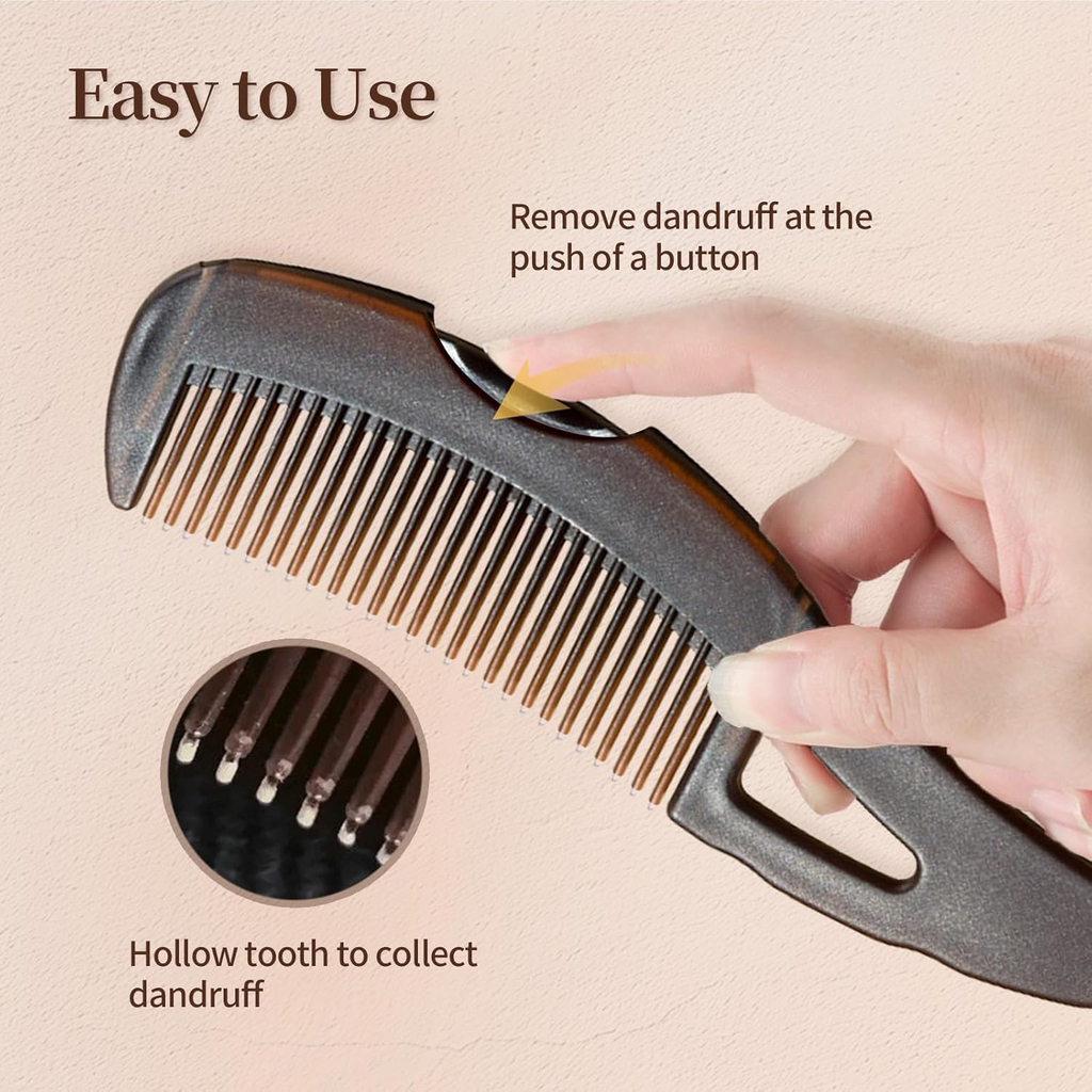 Self-Cleaning Dandruff Comb with Hollow Teeth, Scalp Massage Comb for Flake Removal, Oil Control & Scalp Detox, Hair Care Tool for Women, Men and Kids