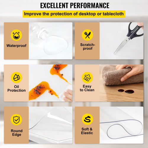 Plastic Table Cover 36 x 60 Inch, 2 mm Thick Clear Table Protector, Rectangle Clear Desk Mat, Waterproof & Easy Cleaning for Office Dresser Night Stand