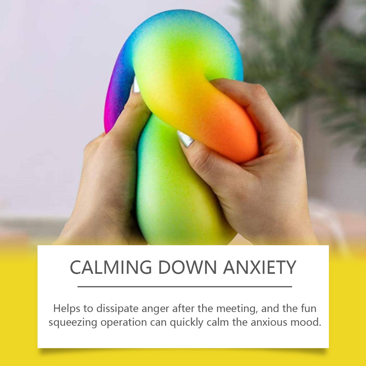 Rainbow Squeeze Ball Stress Relief Fidget Toy, Color Changing Soft TPR Sensory Ball for Kids, Teens & Adults,