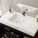 Black Bathroom Vanity with Sink, Modern Freestanding Bathroom Cabinet with White Marble Top, Doors and Drawers for Bathroom