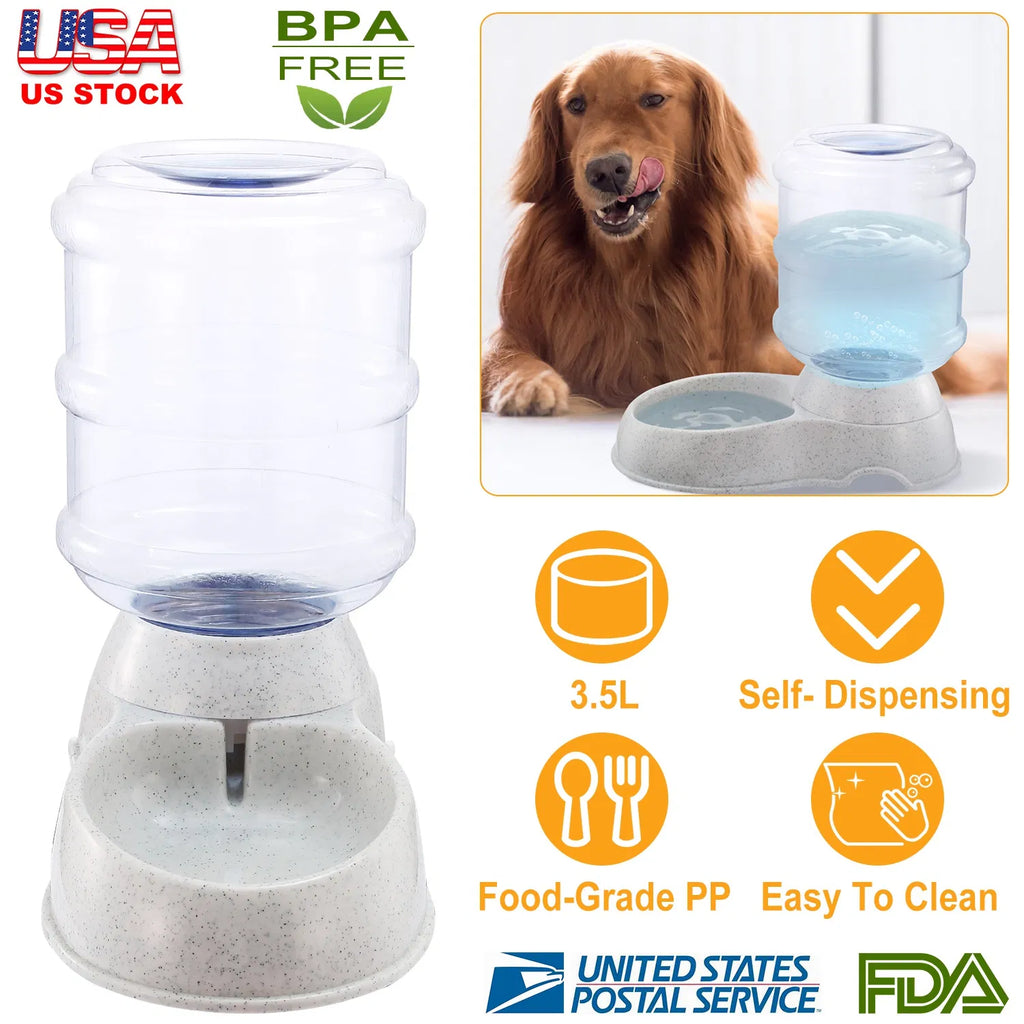 AEELLEEA 1 Gallon Automatic Gravity Pet Water Dispenser, Waterer Bowl for Cats and Dogs, Food-Grade PP, No Electricity, Anti-Slip
