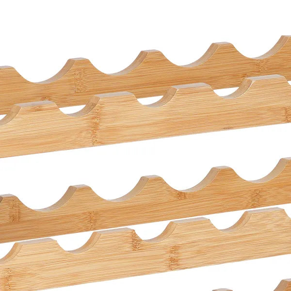 36 Bottle Stackable Modular Wine Rack, Solid Pine Wood Freestanding Wine Storage Display Shelf for Kitchen Home Bar