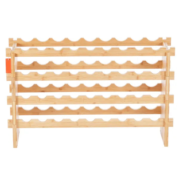 36 Bottle Stackable Modular Wine Rack, Solid Pine Wood Freestanding Wine Storage Display Shelf for Kitchen Home Bar