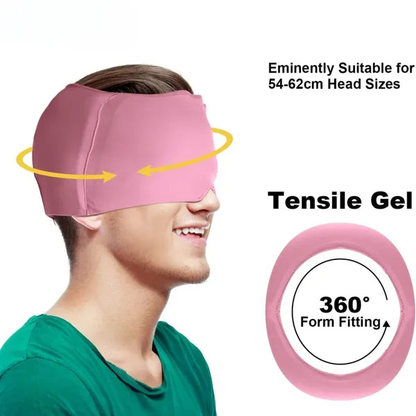 AEELLEEA Pink Migraine Gel Ice Head Wrap, 360° Hot Cold Therapy Cap Fits 54-62cm Head for Headache Sinus Stress Pain Relief