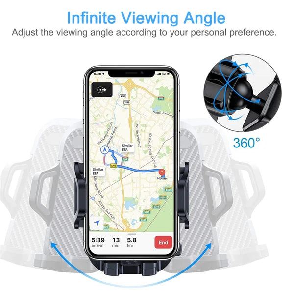 Car Phone Holder, Suction Cup & Air Vent Car Mount, 360° Rotation Universal Phone Cradle for 4‑6.5" Smartphones