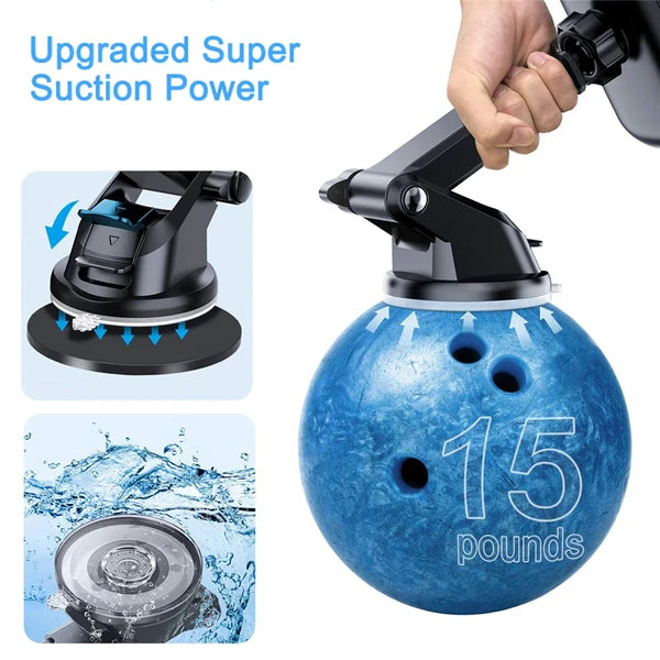 Car Phone Holder, Suction Cup & Air Vent Car Mount, 360° Rotation Universal Phone Cradle for 4‑6.5" Smartphones