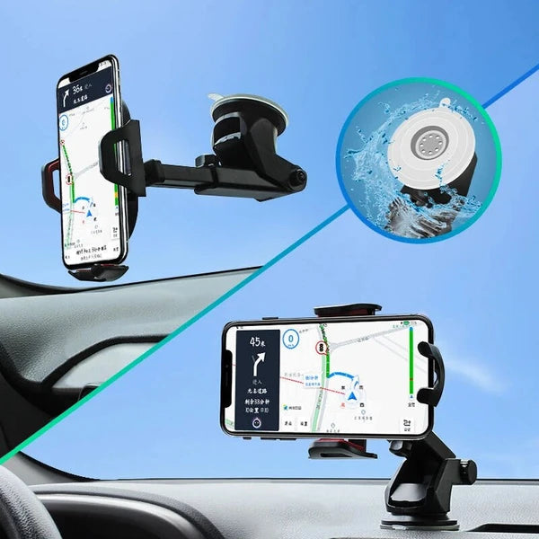 Car Phone Holder, Suction Cup & Air Vent Car Mount, 360° Rotation Universal Phone Cradle for 4‑6.5" Smartphones