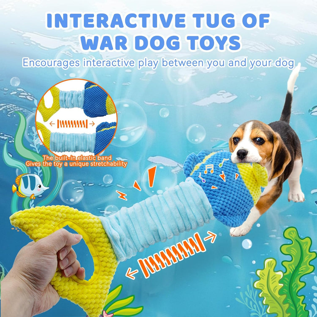Dog Toys, Interactive Fish Puppy Toys with Crinkle Paper to Keep Them Busy
