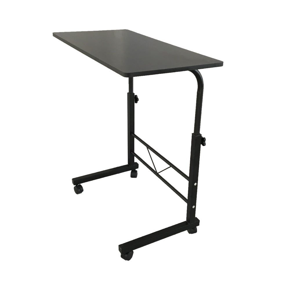 AEELLEEA- Adjustable Height Rolling Side Table, Mobile Chipboard Steel End Table with Wheels
