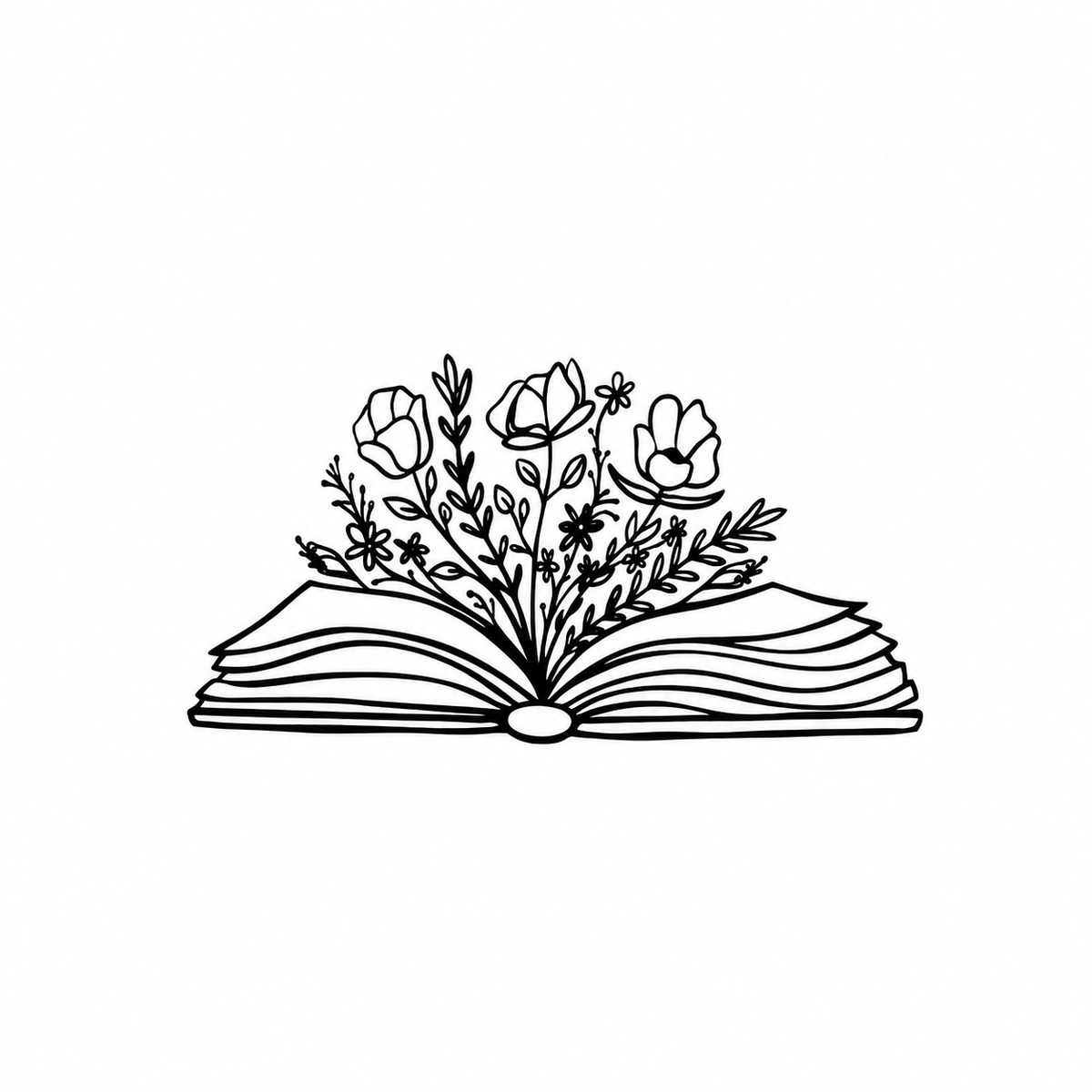 Black Metal Floral Book Wall Art, Minimalist Line Art Open Book Wall Decor, Aesthetic Hanging Art for Reading Nook Bedroom Living Room