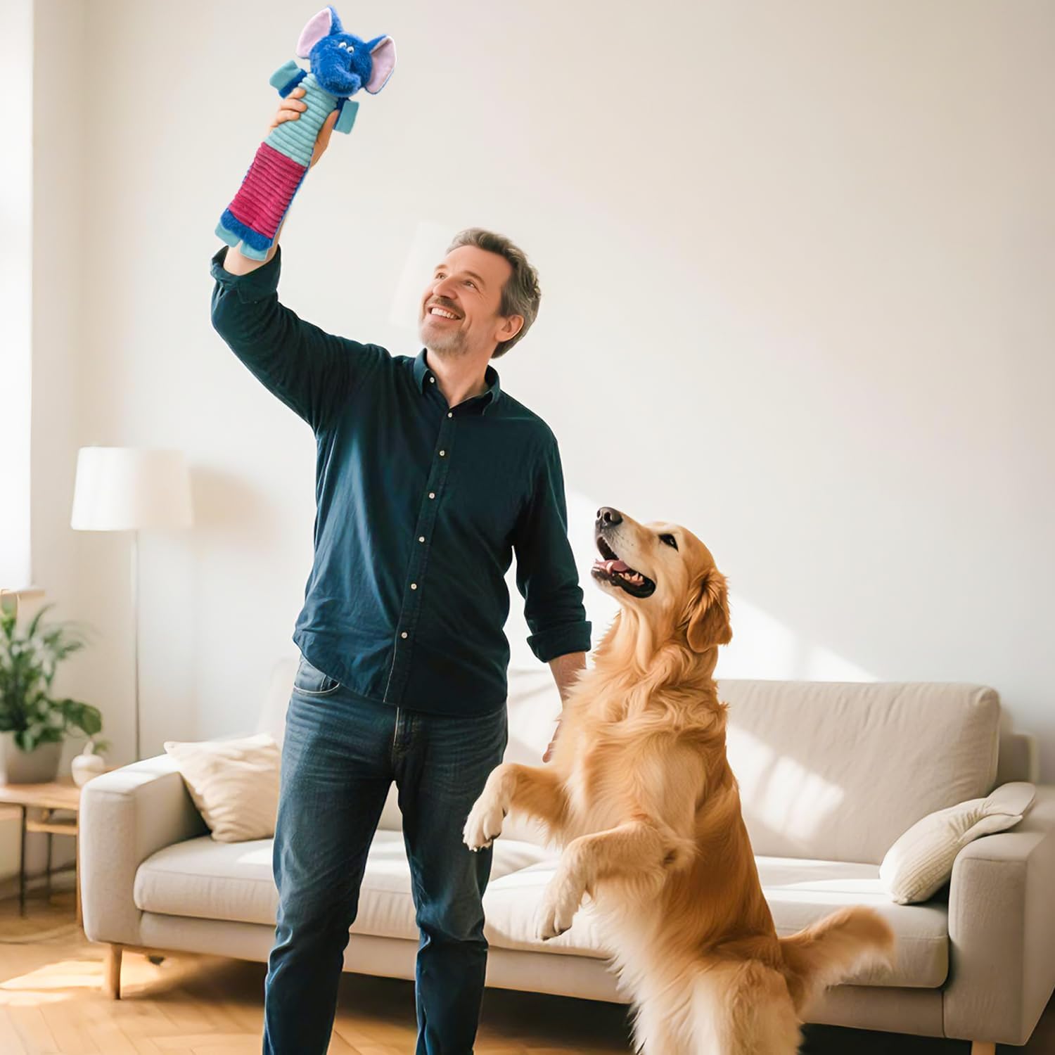 5 Pack No Stuffing Dog Squeaky Toys, Dog Chew with Crinkle and Squeaker, Cute Animal Plush to Keep Them Busy, Suitable for Large and Aggressive Chewers