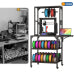 Storage Shelf 5 Tier, Black Metal Utility Rack with Hanging Bar, Industrial Multi Shelf Organizer for Garage Kitchen Laundry