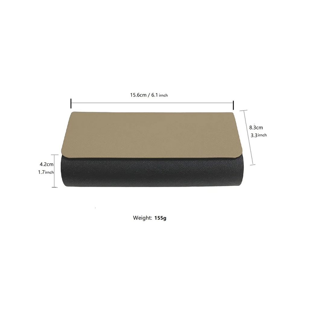Hard Shell Double Glasses Case, 2 Pair Eyeglass Sunglasses Storage Box, Two-Tone Faux Leather Magnetic Closure Eyewear Holder