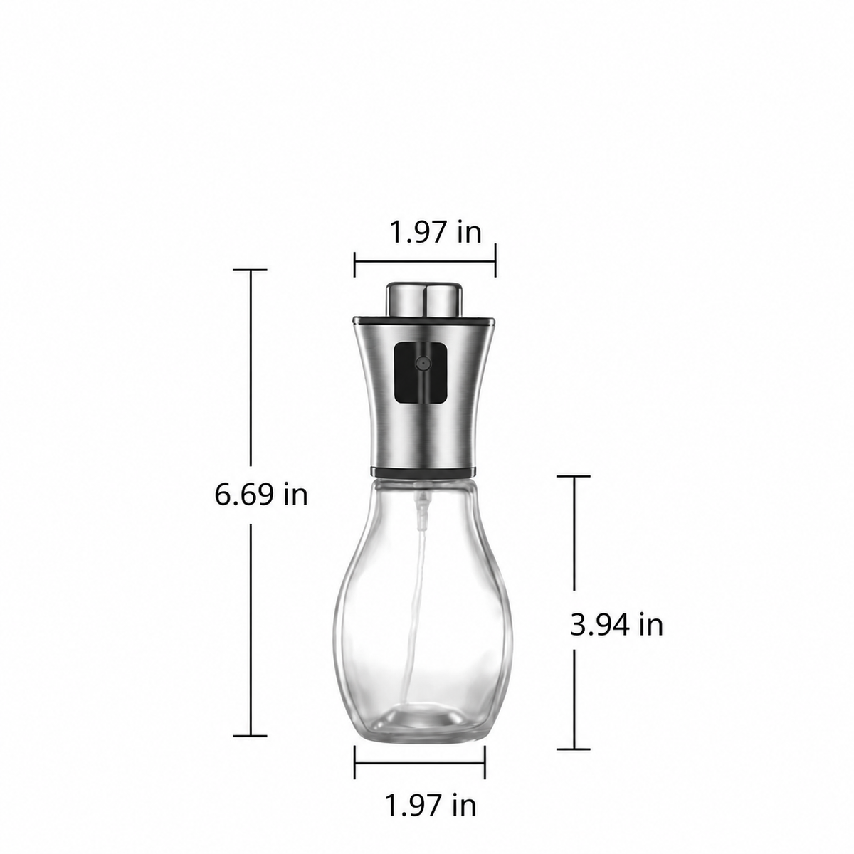 Oil Sprayer for Cooking, 200ml Borosilicate Glass 304 Stainless Steel Pump Oil Mister for BBQ, Air Fryer, Salad, Baking & Grilling