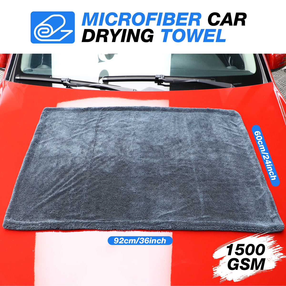 1500 GSM Microfiber Car Drying Towel 36"x24" Extra Large Quick Dry Absorbent Cleaning Cloth