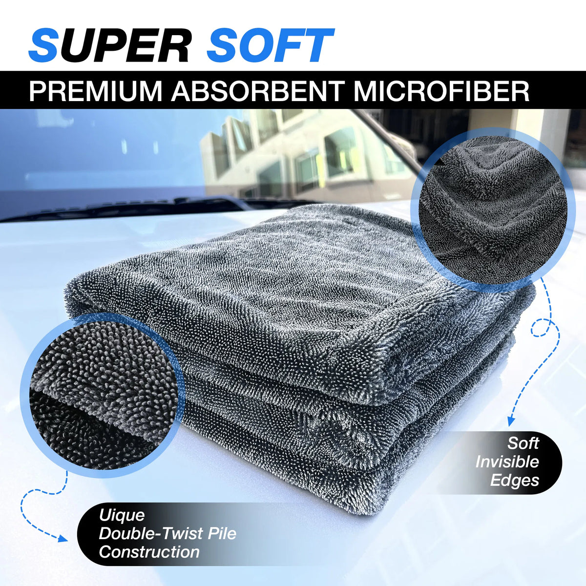 1500 GSM Microfiber Car Drying Towel 36"x24" Extra Large Quick Dry Absorbent Cleaning Cloth