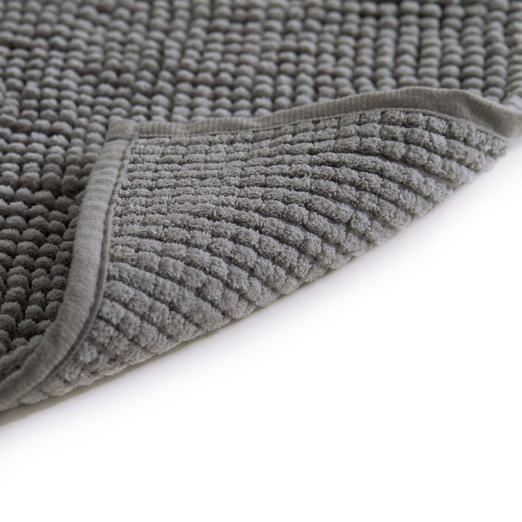 20x30 Inch Chenille Bath Mat, Plush High Pile Non Slip Absorbent Bathroom Rug, Dark Gray