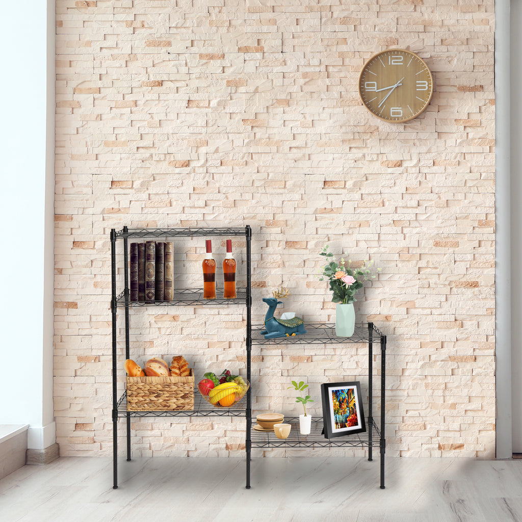 AEELLEEA-Changeable Assembly Floor Standing Carbon Steel Storage Rack, Black