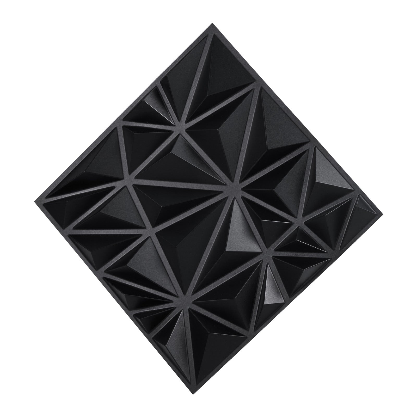 3D Wall Panels 33-Pack, 11.81" x 11.81" Diamond Matte Black Textured PVC - 32 Sq. Ft Coverage