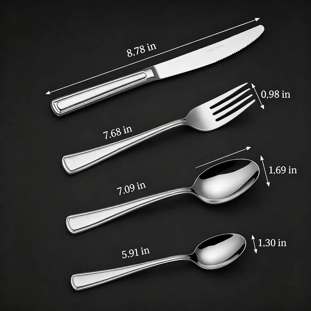 AEELLEEA-16Pcs Stainless Steel Flatware Set, Tableware Service for 4, Include Forks Spoons Knives, Elegant Silverware Set for Home Kitchen Dining