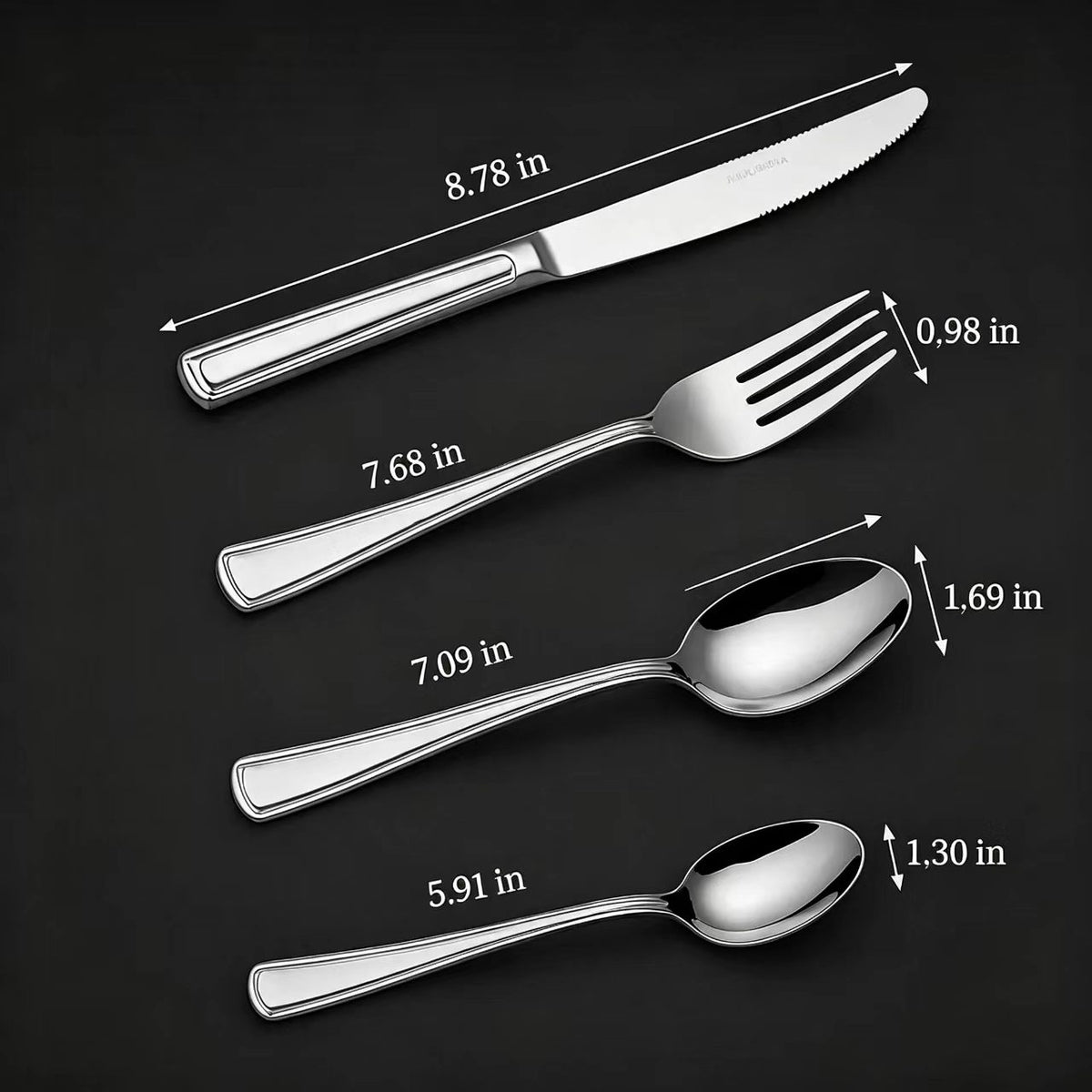AEELLEEA-16Pcs Stainless Steel Flatware Set, Tableware Service for 4, Include Forks Spoons Knives, Elegant Silverware Set for Home Kitchen Dining