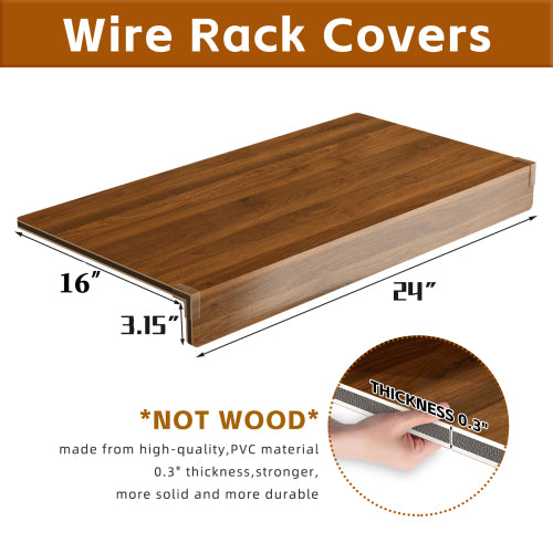 AEELLEEA 24×16 Inch Wire Shelf Covers, 5 Pack Wood Grain PVC Shelving Liners for Metal Wire Rack, Waterproof DIY Cuttable Pantry Organizer, Walnut