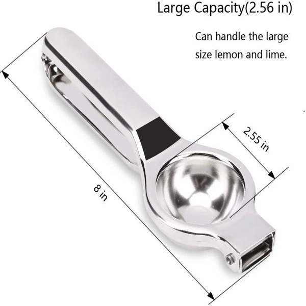 Stainless Steel Lemon Squeezer, Manual Citrus Juicer with Large Capacity Bowl, Reinforced Hinges and Non-Slip Handle for Lemons Limes Oranges