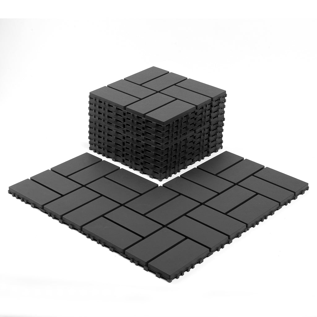 AEELLEEA 44 Pack Interlocking Plastic Deck Tiles, 12"×12" PP Patio Floor Tiles, Non-Slip Drainable Outdoor Flooring for Balcony, Poolside, Backyard