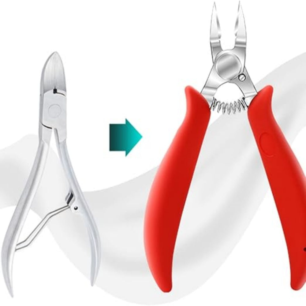 Stainless Steel Ingrown Toenail Nipper, Wide Jaw Curved Blade Nail Clipper with  Non-Slip Handle & Spring for Home Pedicure