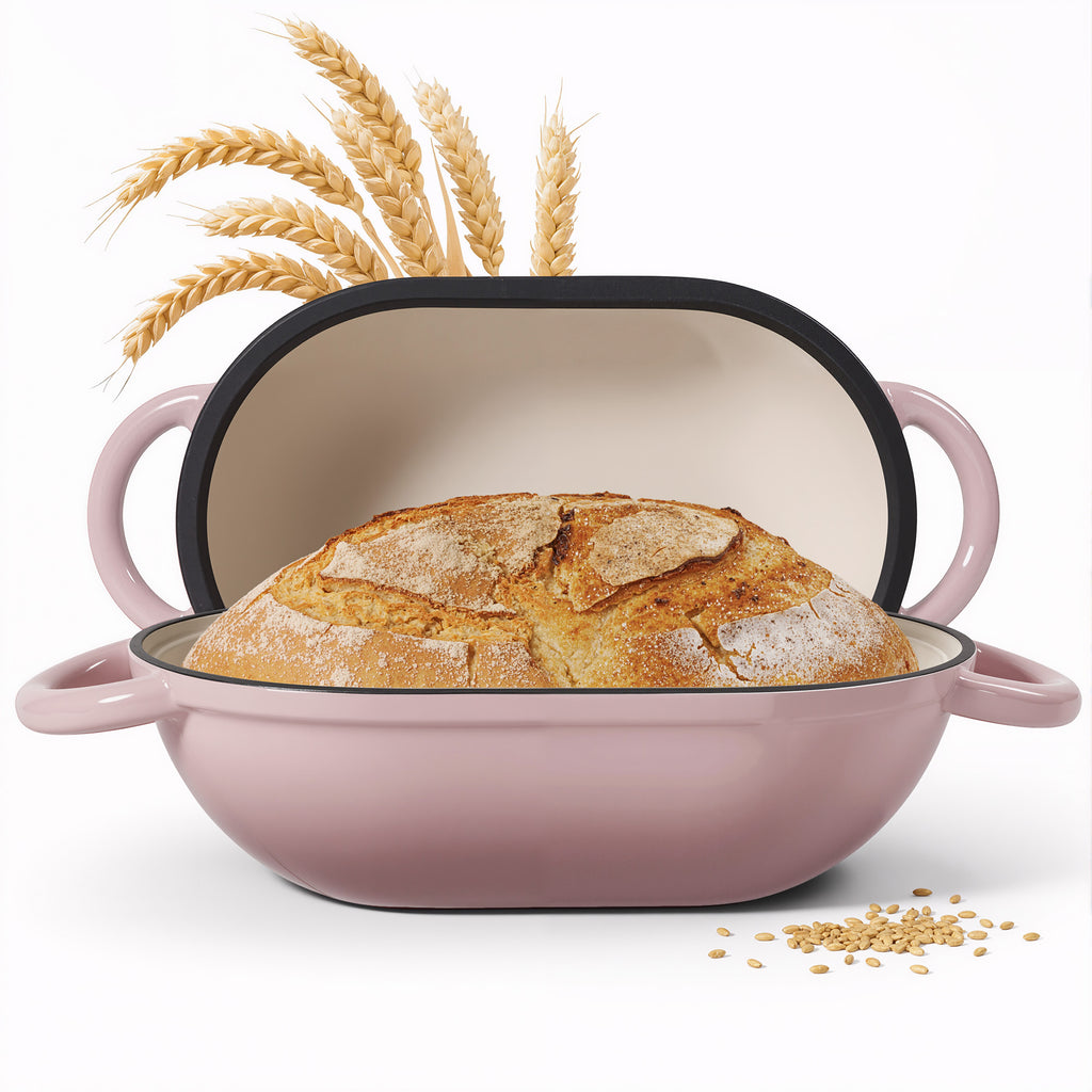5 Quart Enamel Coated Cast Iron Bread Baker Dutch Oven with Lid, Dual Handles,  Available in 3 Colors