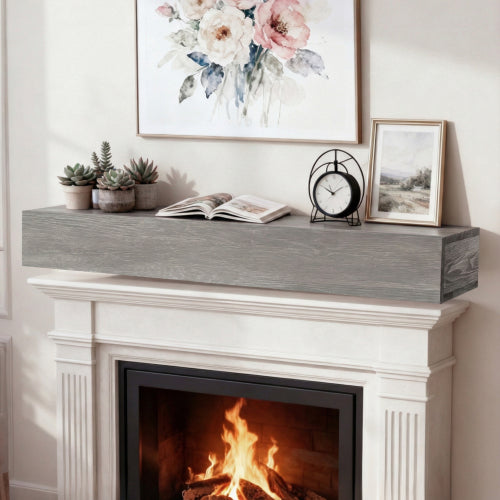 AEELLEEA 72-Inch Solid Wood Floating Fireplace Mantel Shelf, 9 x 6 Inches, 80 lb Capacity