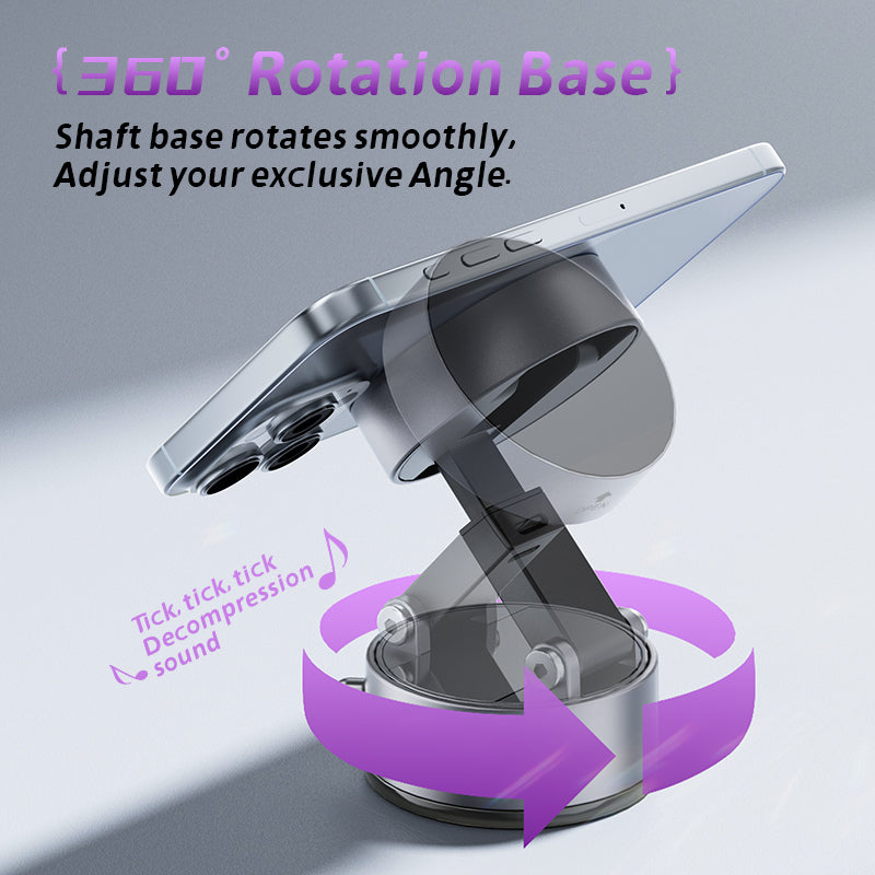 Vacuum Suction, Foldable Magnetic Phone Holder, Suction Pro, Dash Mount, 360 Rotation, Phone Stand for Car Truck, Desk, Gym, Universal Compatibility