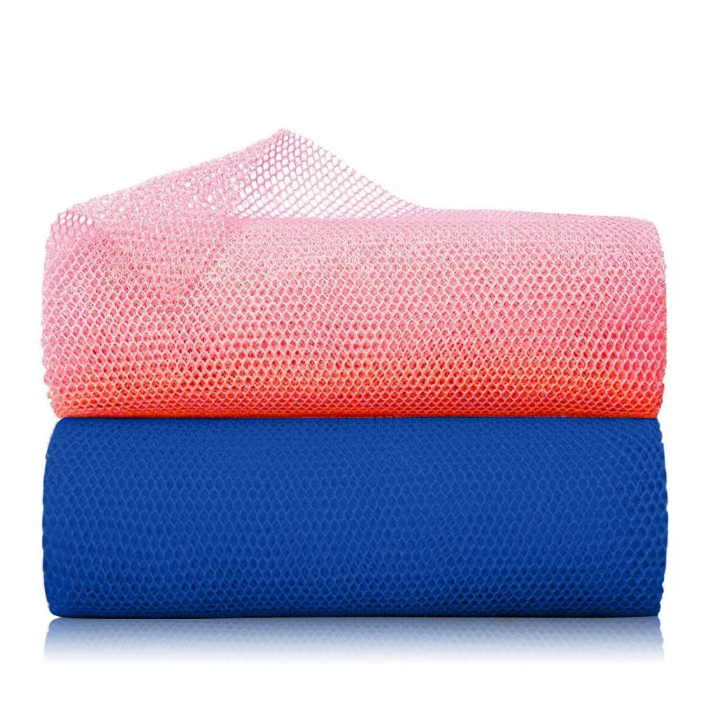African Exfoliating Net Sponge, 2 Pack Long Nylon Bath Net Washcloth, Body Back Scrubber for Skin Smoothing, Shower Exfoliating Towel for Men Women