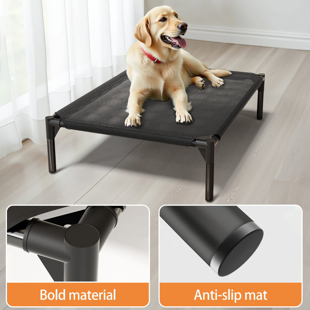 Elevated Dog Bed for Dogs, Portable Indoor & Outdoor Cooling Mesh Raised Dog Bed Cots with Skid-Resistant Feet