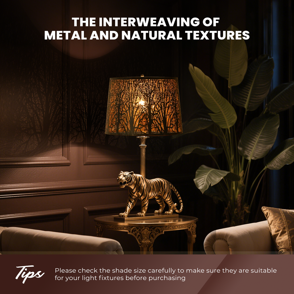 Forest Etched Drum Lampshade – 12×14×10 Inch