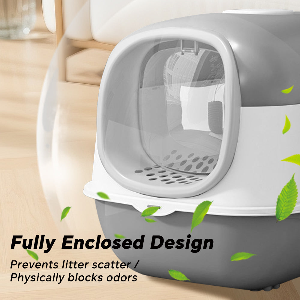 Foldable Cat Litter Box with Lid & Scoop – Middle Enclosed Anti-Splashing, Front Entry, Easy Clean for Home, Odor Control, Space-Saving for Indoor Cats