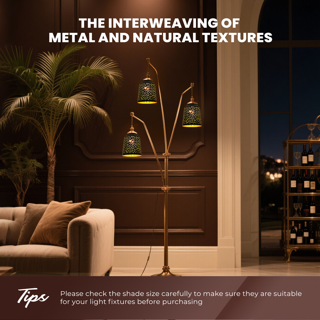 4-Pack Etched Raindrop Metal Pendant Light Shades,5" Diameter, Bronze/Black for Ceiling Fan & Lamp Covers
