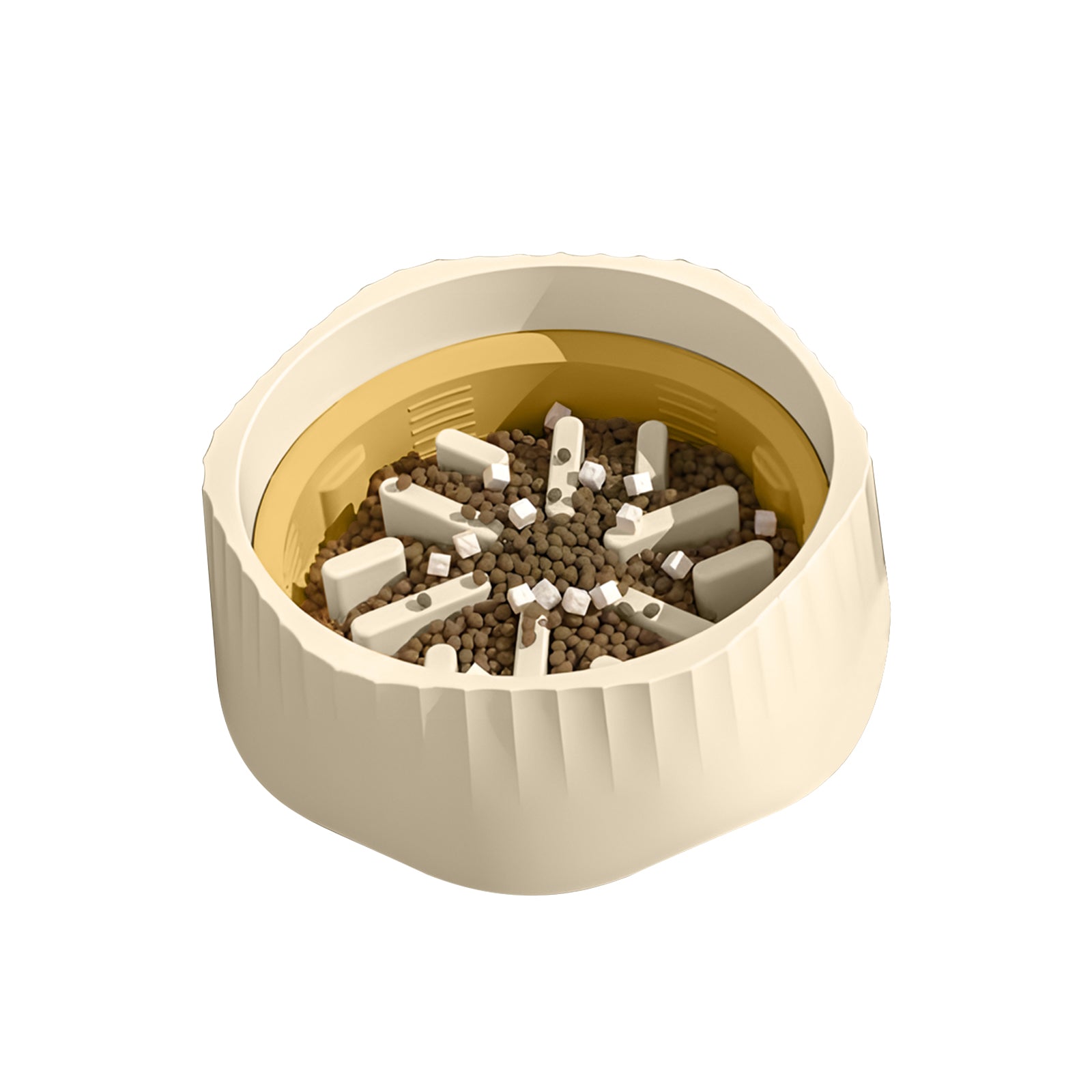 2-in-1 Convertible Slow Feeder Dog Bowl, Regular and Slow Mode for Fast Eaters, Anti-Bloat, Interactive Puzzle, Non-Slip for Small Medium Large Breed Dogs, Cats, Puppies, Pets, Creamy White