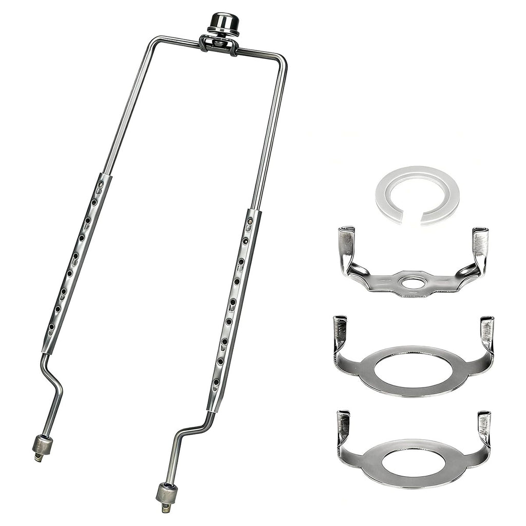 ALUCSET Adjustable Lamp Harp Holder, 8-12 Inch Lampshade Bracket Kit with UNO Fitter Adapter, Compatible with E14 E26 E27 Lamp Base and Standard Lamp Rod
