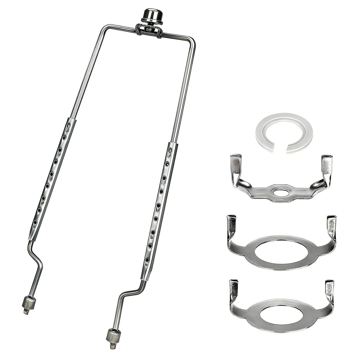ALUCSET Adjustable Lamp Harp Holder, 8-12 Inch Lampshade Bracket Kit with UNO Fitter Adapter, Compatible with E14 E26 E27 Lamp Base and Standard Lamp Rod