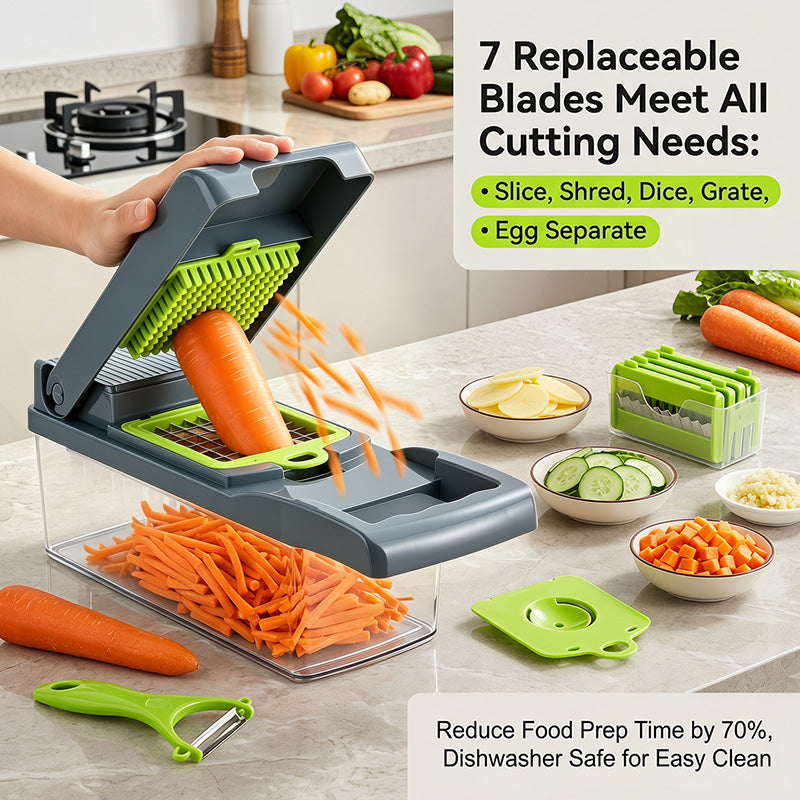 Vegetable Chopper with Container, Multifunctional Mandoline Slicer and Food Cutter for Kitchen Vegetable and Fruit Prep