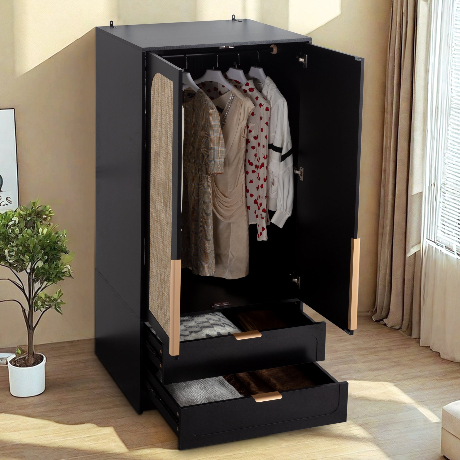 2 doors Armoire Wardrobe with 2 Drawers