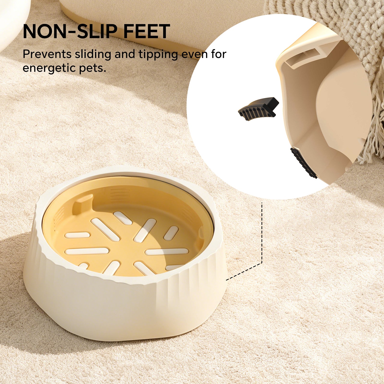 2-in-1 Convertible Slow Feeder Dog Bowl, Regular and Slow Mode for Fast Eaters, Anti-Bloat, Interactive Puzzle, Non-Slip for Small Medium Large Breed Dogs, Cats, Puppies, Pets, Creamy White