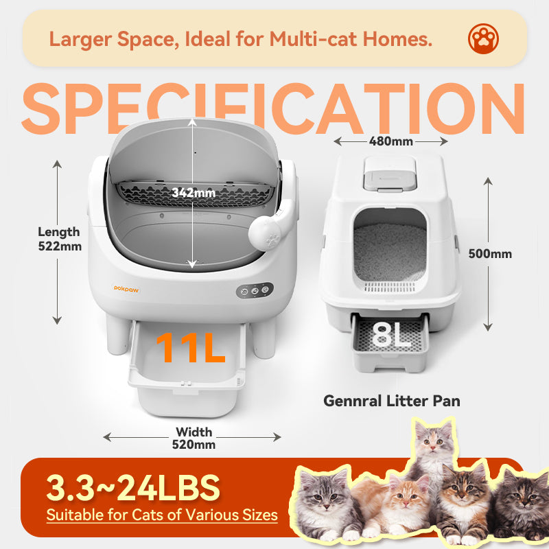Aeelleea Smart Self-Cleaning Cat Litter Box Open-Top Deodorizing App Control Multi-Cat