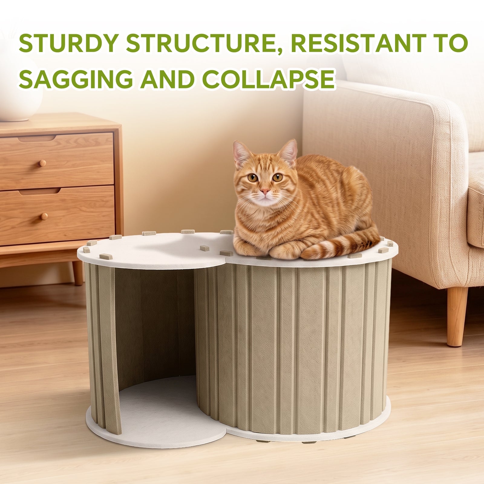 Cat Tunnel Bed with Hideaway House, Collapsible Indoor Cat Play Tunnel for Resting and Playing, Enclosed Pet Nest for Cats Kittens and Small Animals