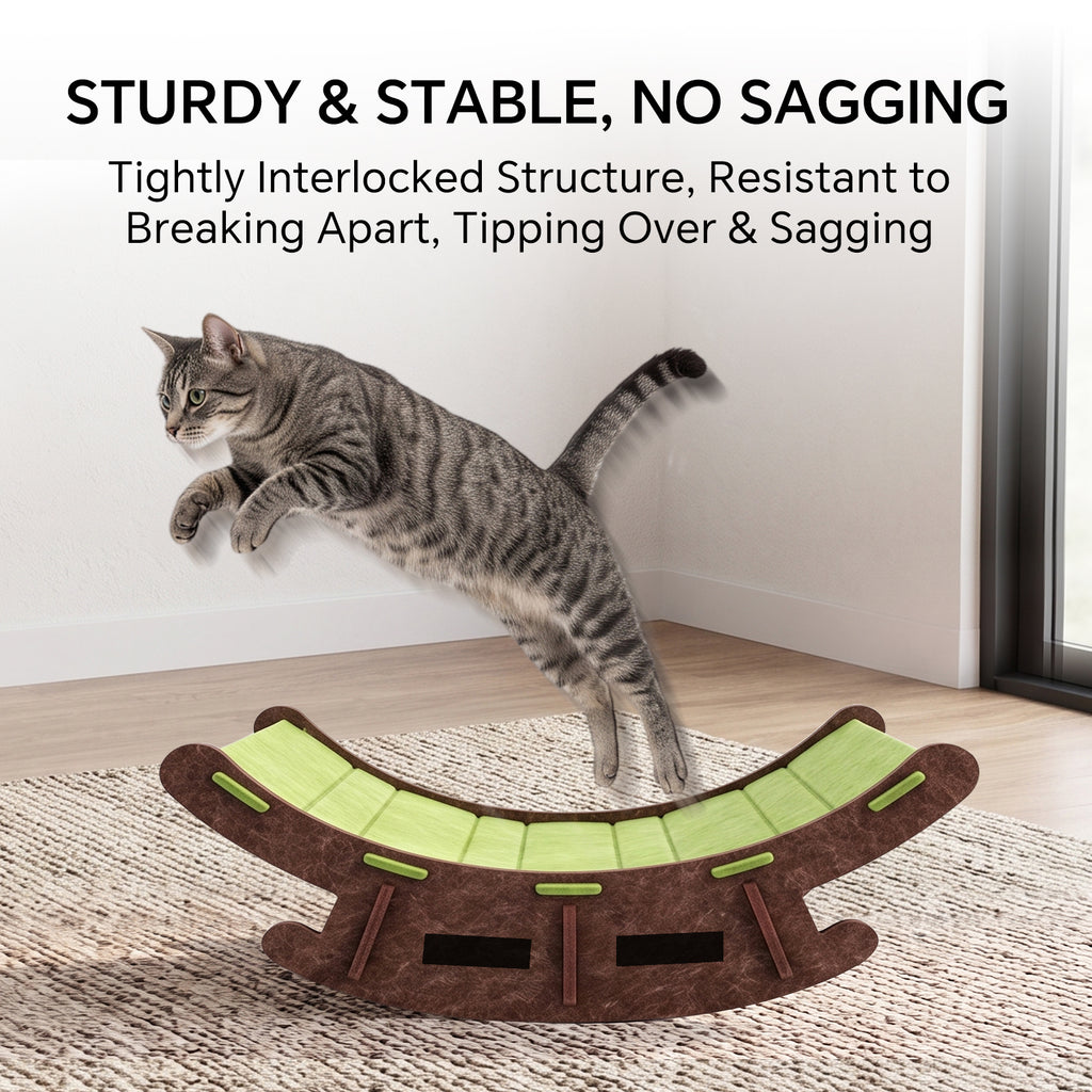 Felt Cat Rocking Bed, Gentle Rocking Cat Lounger with Scratch Resistant Surface, Interactive Indoor Cat Furniture for Kittens and Cats, Green