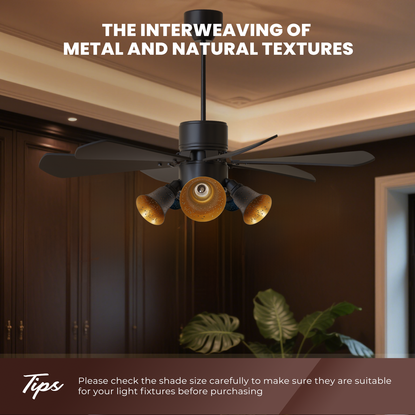 Globes Shades 3-Pack Starlight Etched Metal Lamp Shade Black Gold  4.72" for Pendant, Sconce, Ceiling Fan