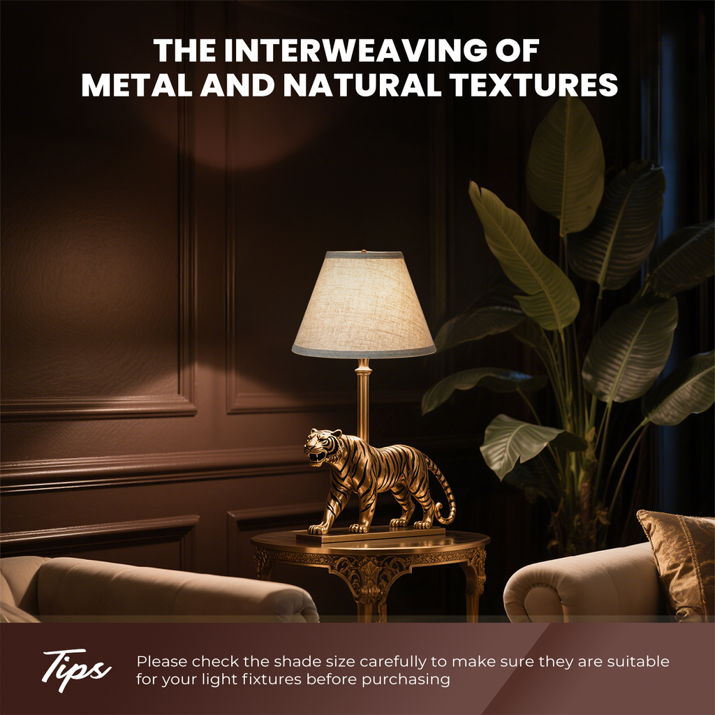 Set of 2 Light Brown Linen Barrel Lamp Shades, 7" Top x 13" Bottom x 9" High, Spider Fitter with 7" Harps for Table & Floor Lamps