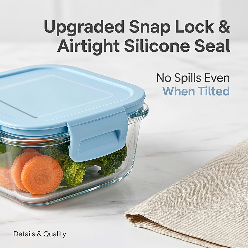 8 Pack Glass Food Storage Containers with Lids