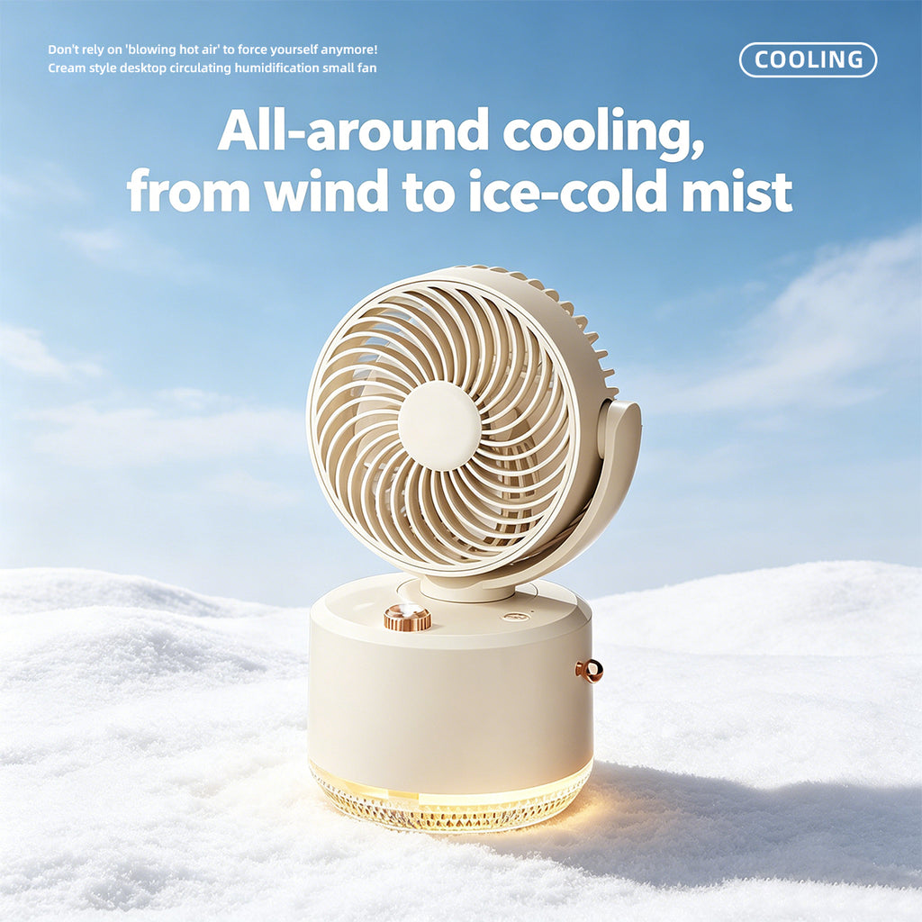 Misting Fan with 300ml Water Tank, Battery Operated Small Powerful USB Desk Fan with LED Color Lights,Portable Fan Rechargeable - Ideal for Outdoor Camping, Makeup, Home and Office Use (White)